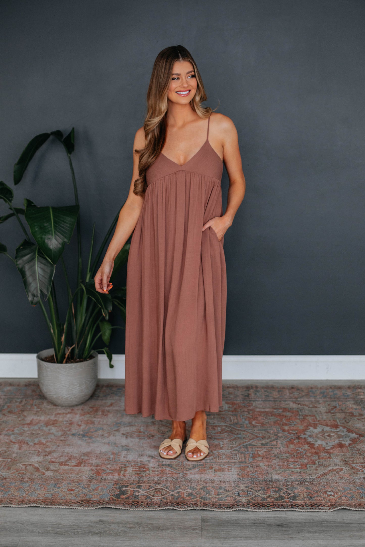 Lennon Midi Dress - Rosewood