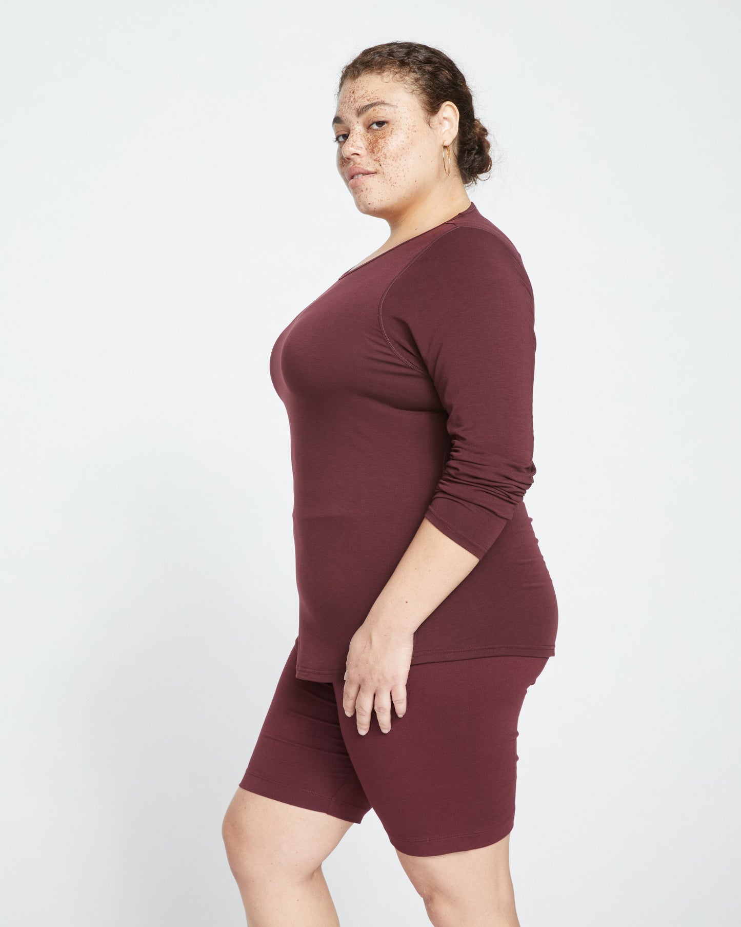 Mia Long Sleeve Movement Tee - Black Cherry