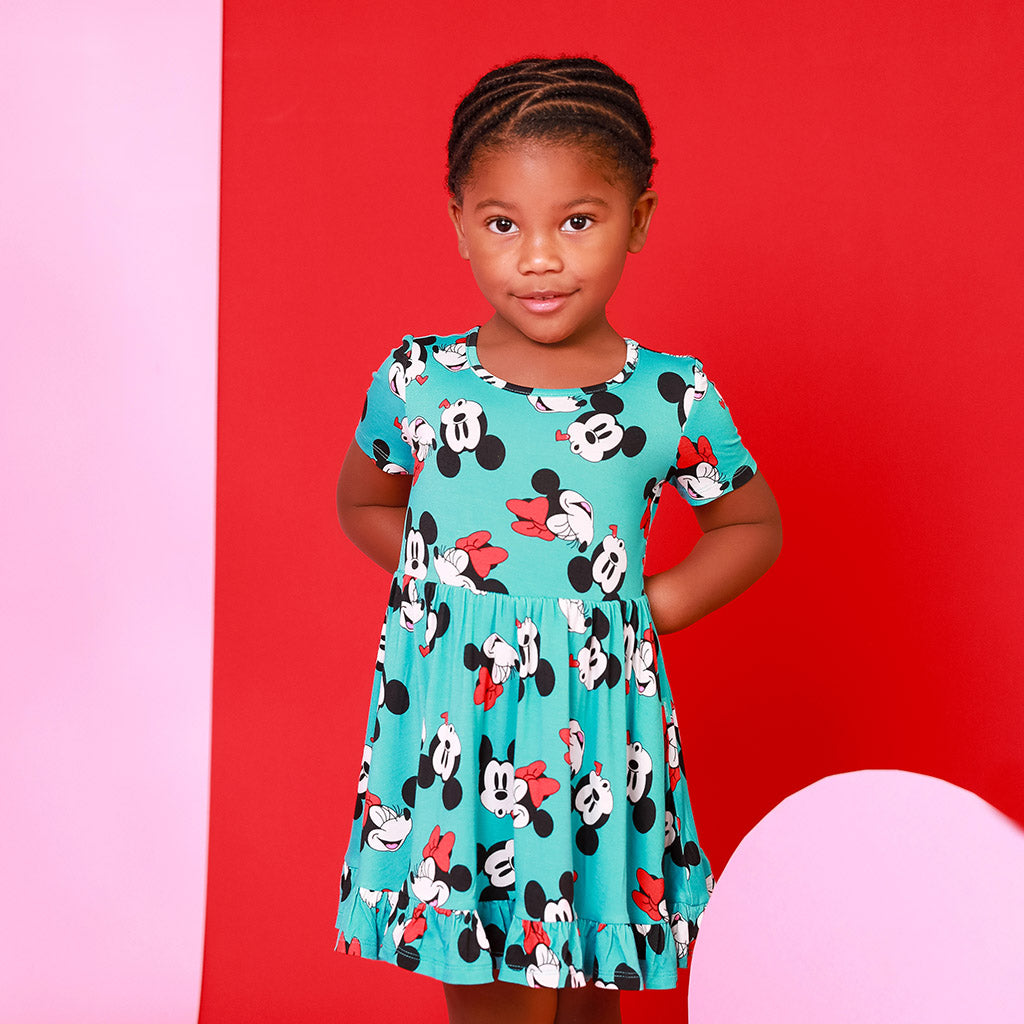 Smooches Short Sleeve Ruffled Twirl Dress