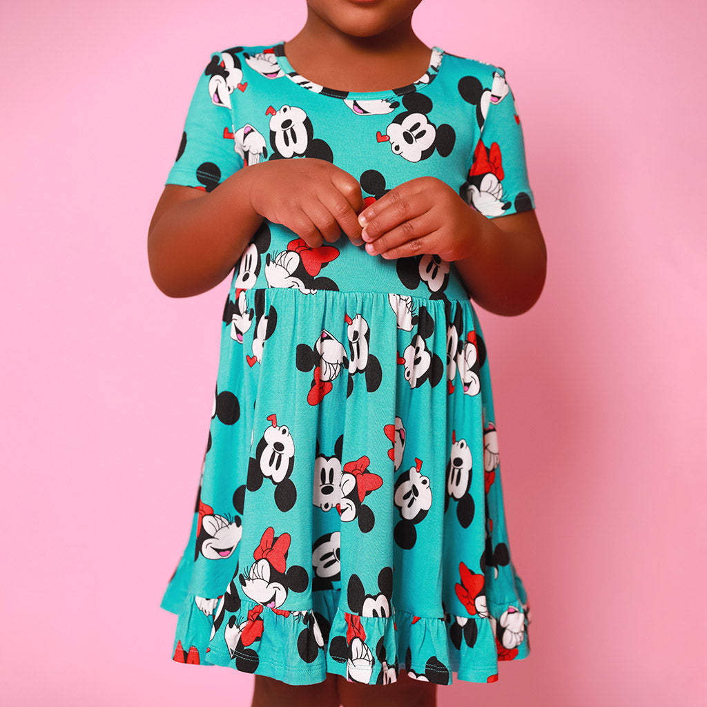 Smooches Short Sleeve Ruffled Twirl Dress