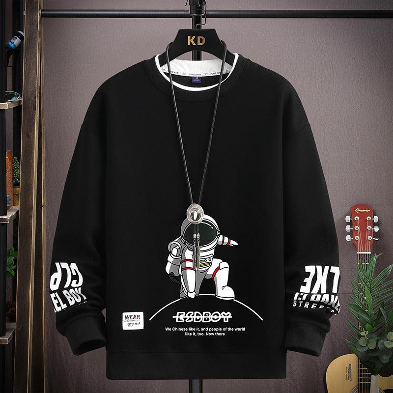 English Round Neck Spaceman Sweater Men's Loose Casual - amazitshop