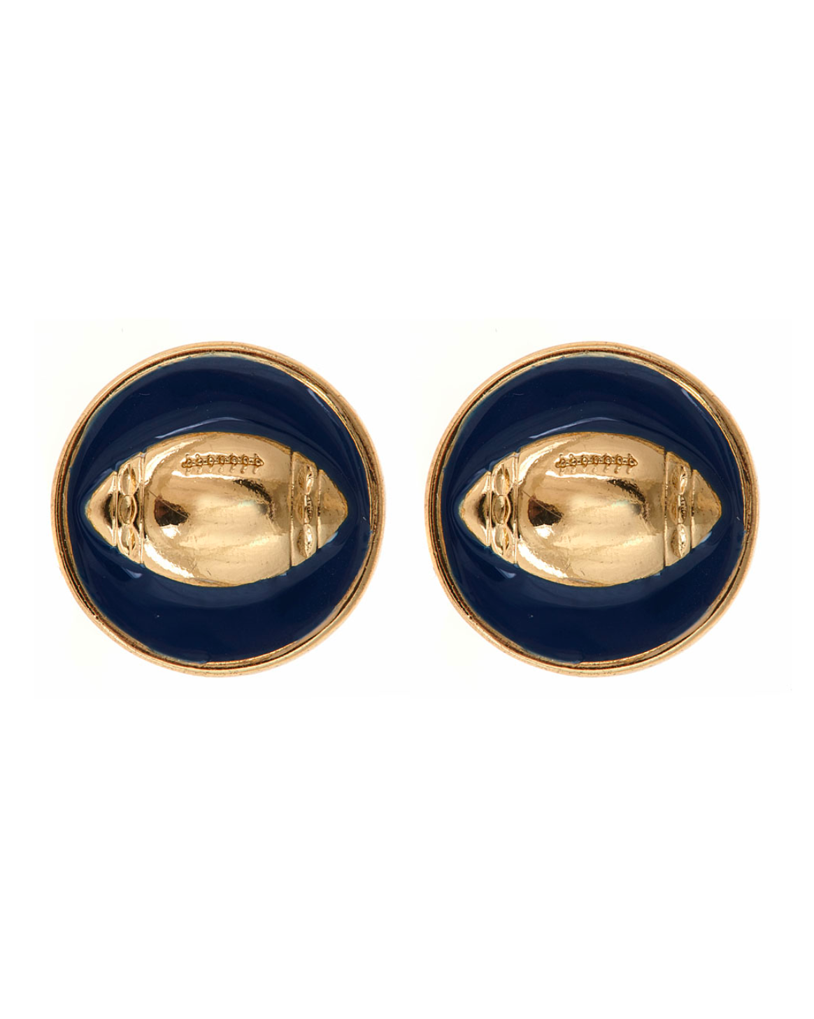Navy Enamel Gold Football Studs
