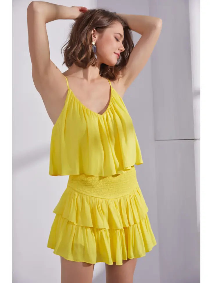 ruffle detail romper dress