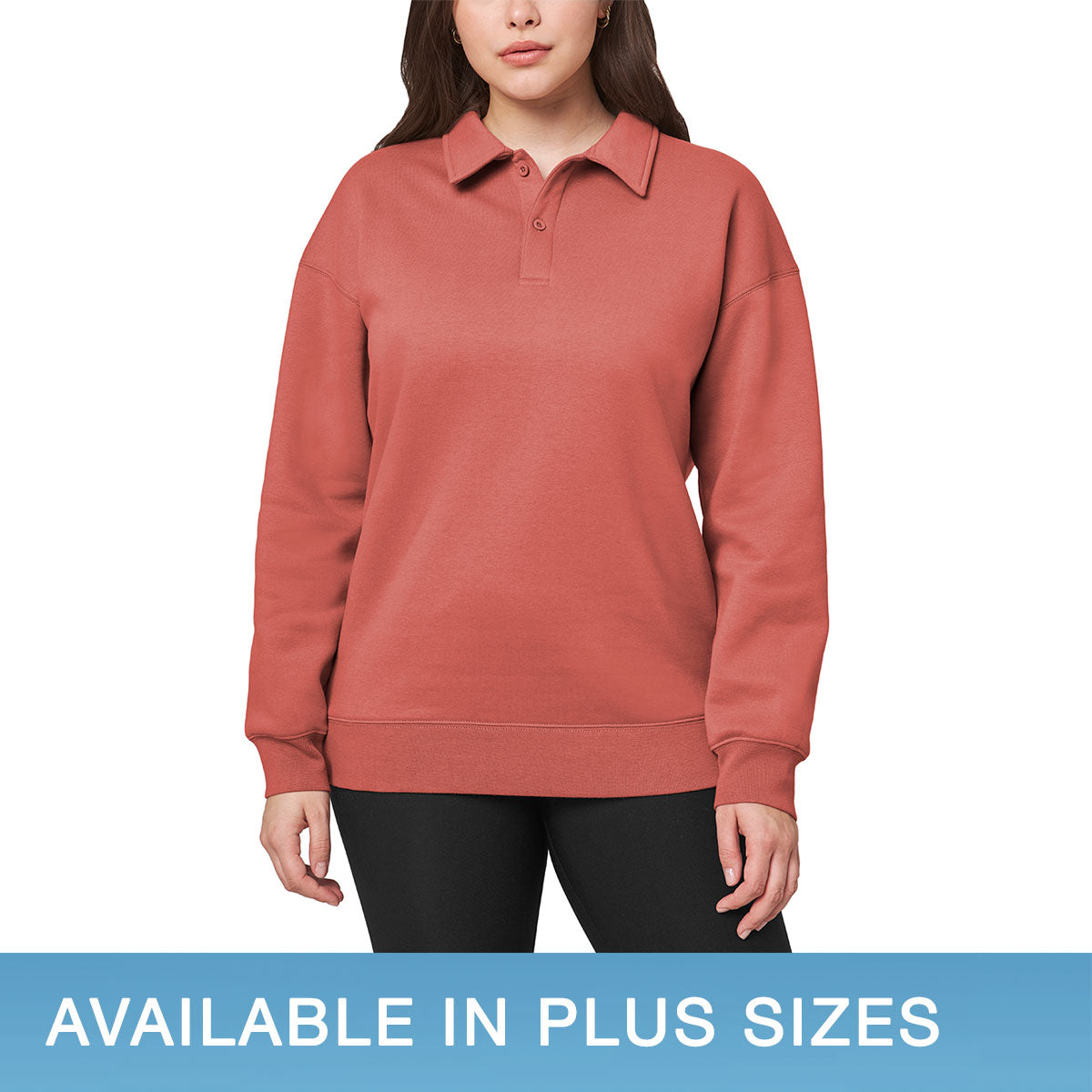 Ladies' Collared Fleece Pullover Top