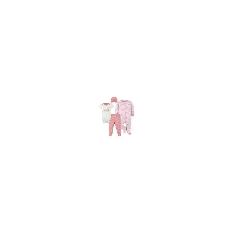 Gerber - 4Pc Set (Sleep'n play, Bodysuit, Footed Pant & Cap) - Girl Princess