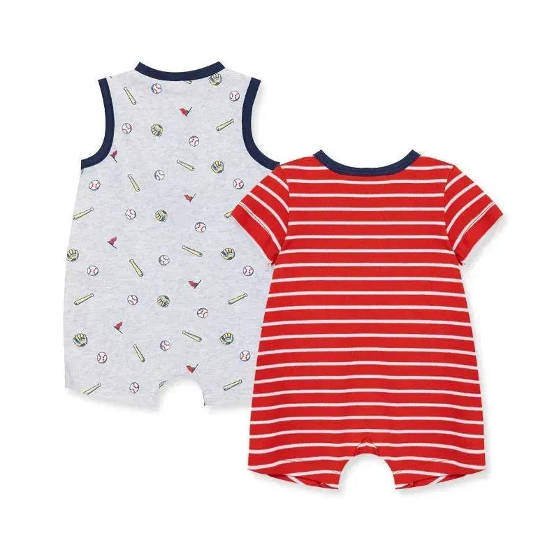 Little Me - 2Pk Baby Boy Baseball Cotton Rompers