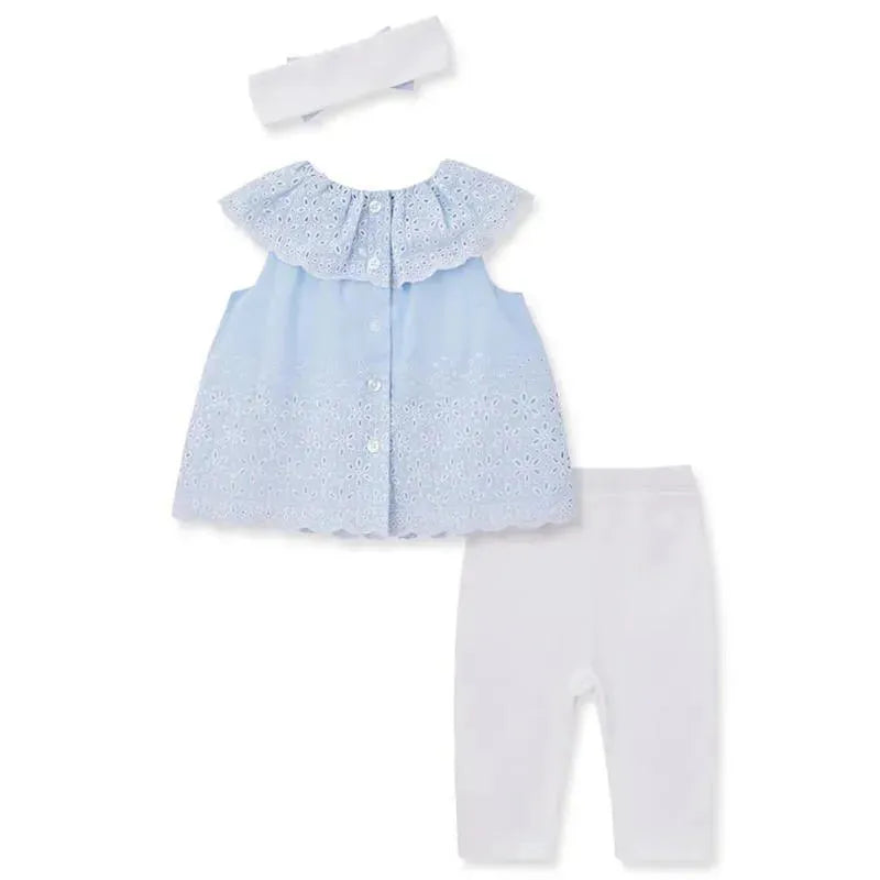 Little Me - Baby Girl Chambray Eyelet Set, White
