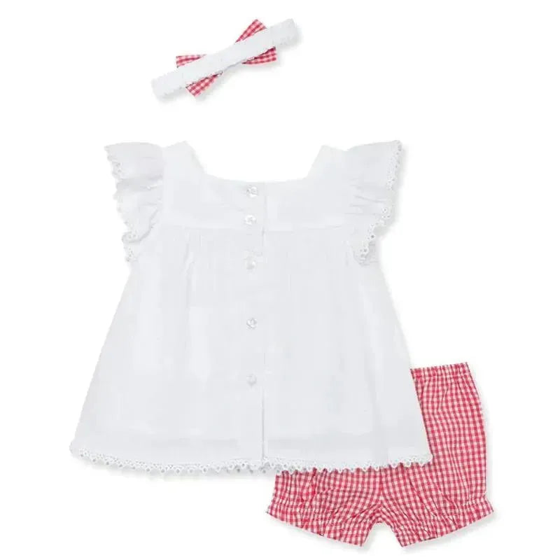 Little Me - Baby Girl Strawberry Woven Short Set & Headband