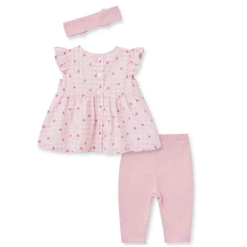 Little Me - Baby Girl Strawberry Woven Tunic Set, Pink