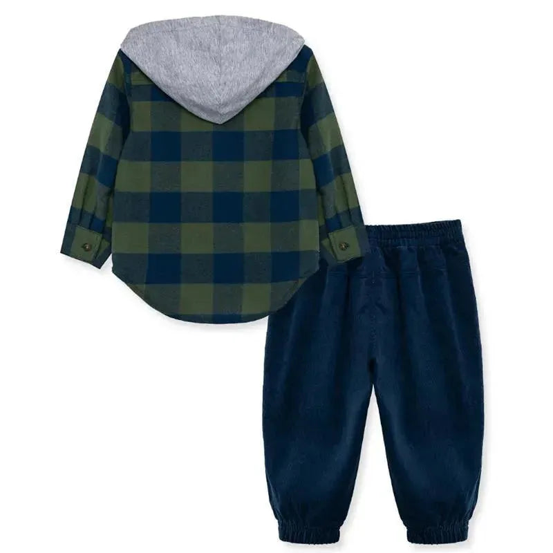 Little Me - Check Woven Pant Set - Pant/Shirt - Blue