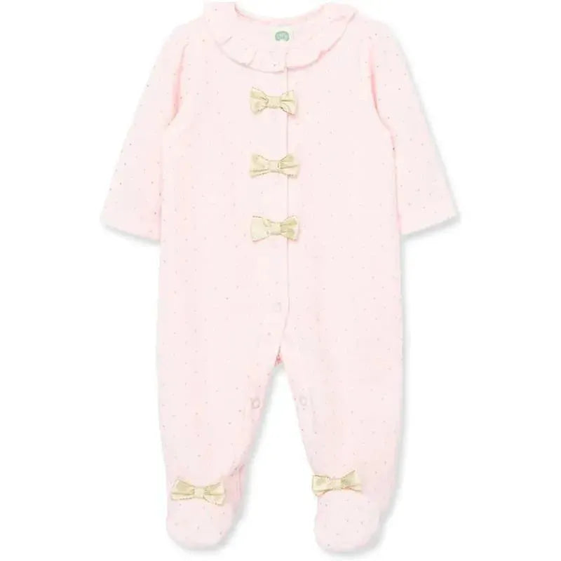 Little Me - Gold Dot Footie, Pink