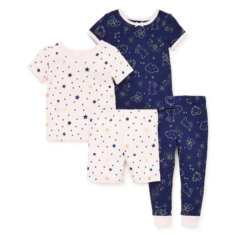 Little Me - Stars 4 Pieces Cotton Pajamas, Pink Multi
