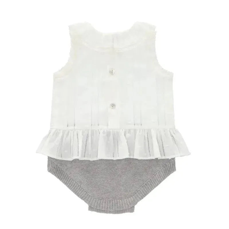 Martin Aranda - Baby Short Romper Knit & Woven Girl Perl, Grey