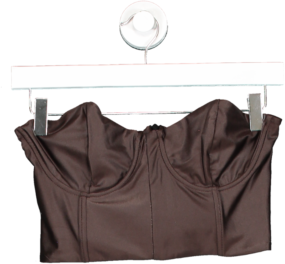 Desatame Swim Brown Zip Up Boned Bikini Top UK S