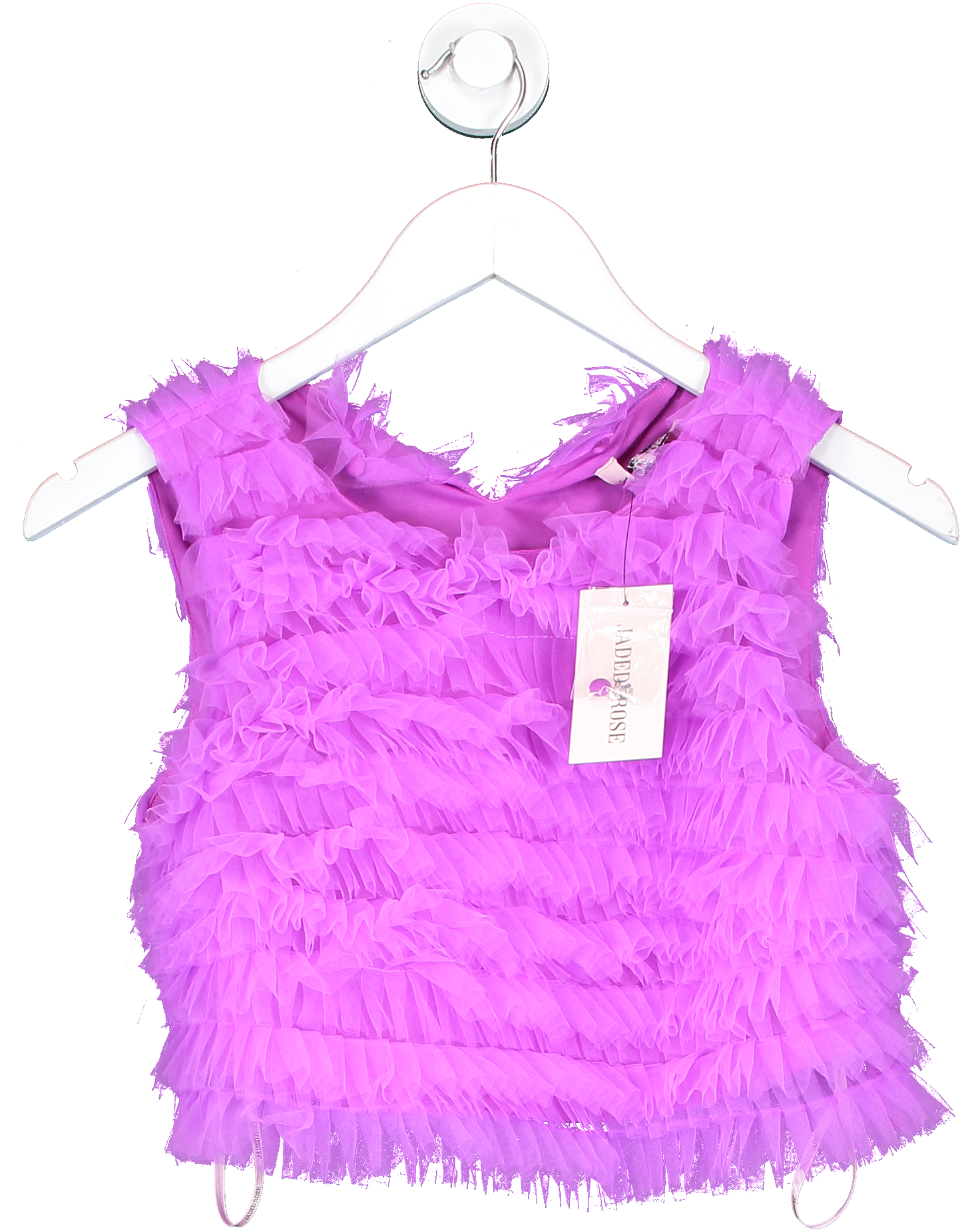 Jaded Rose Purple Sleeveless Ruffle Crop Top In Mesh UK 6