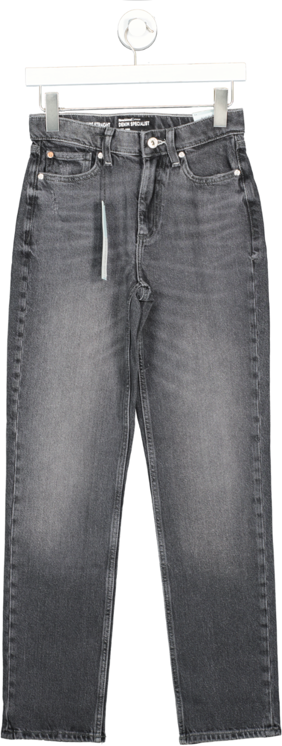 River Island Black High Waisted Stove Pipe Straight Jeans UK 6