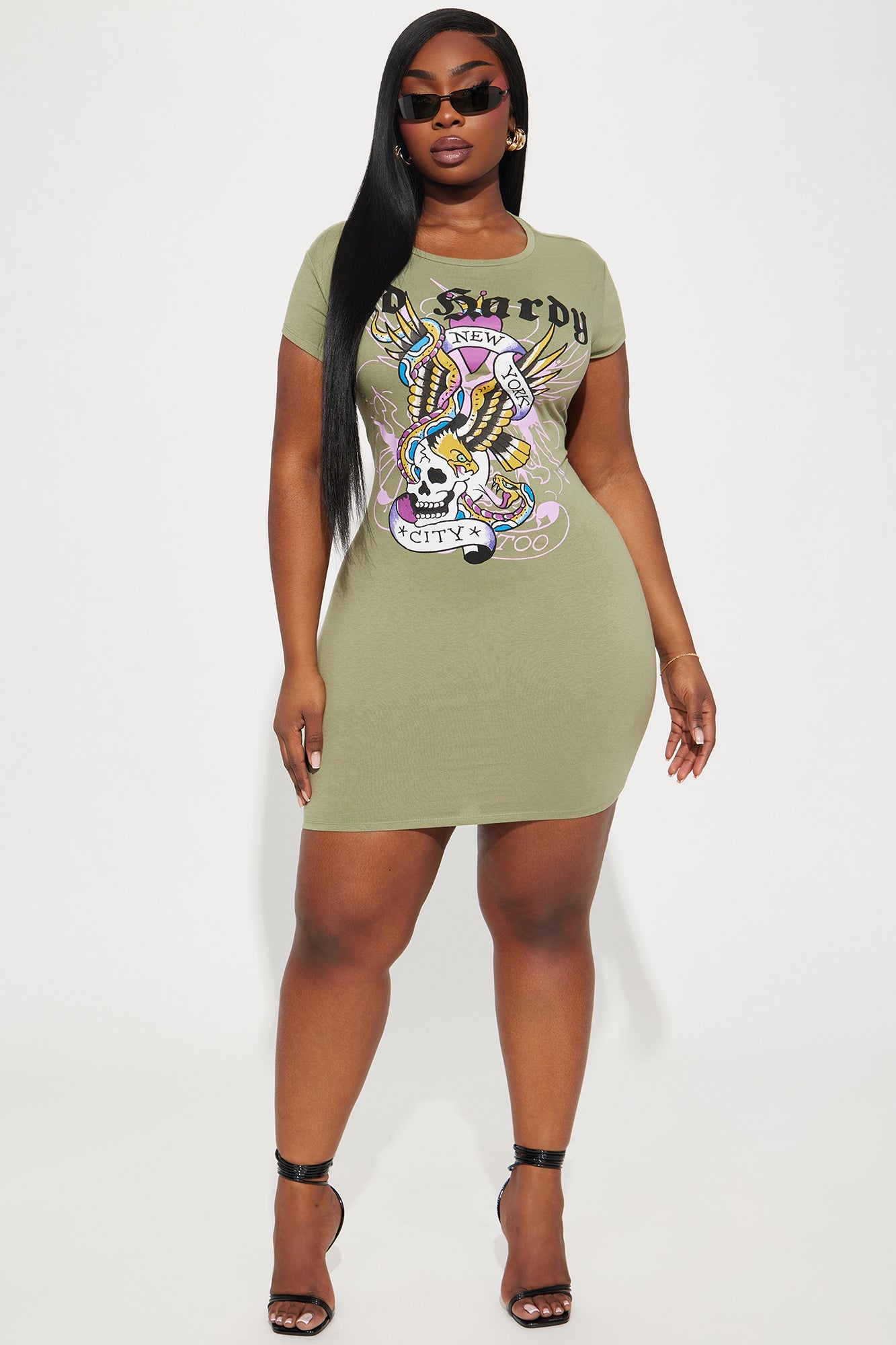 Ed Hardy NYC Skull Mini Dress - Sage