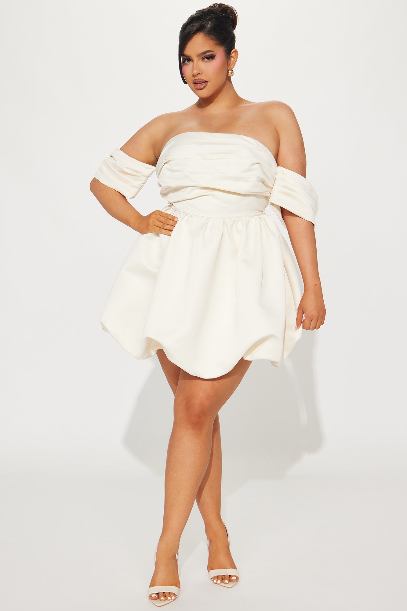 Valeria Satin Mini Dress - Cream