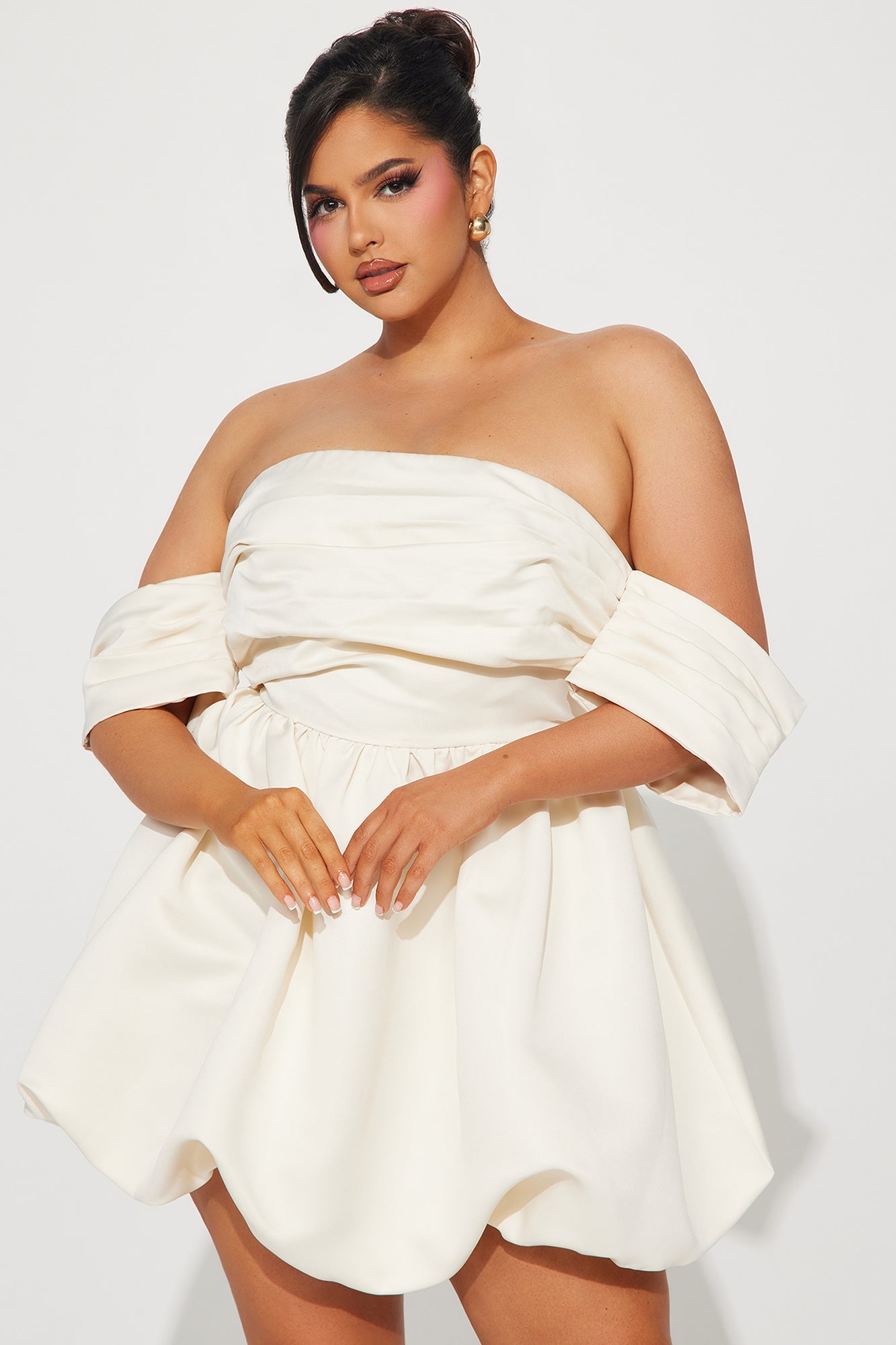 Valeria Satin Mini Dress - Cream