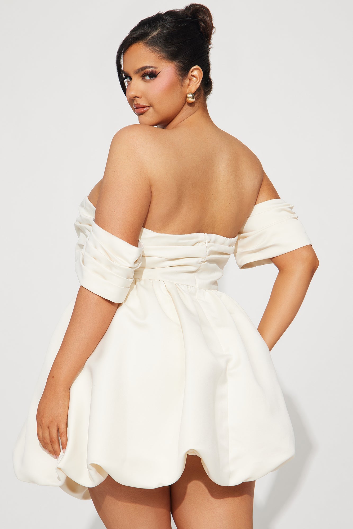 Valeria Satin Mini Dress - Cream