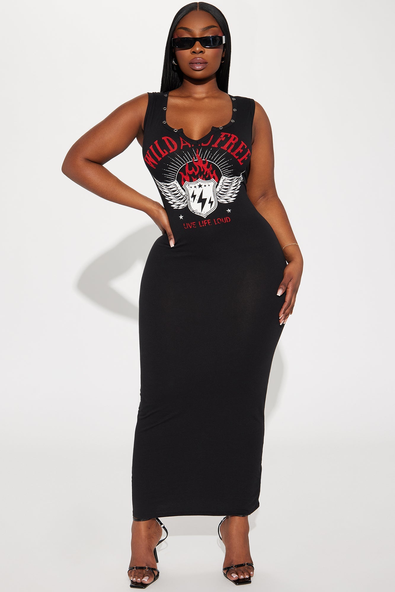 Wild And Free Maxi Dress - Black/Red