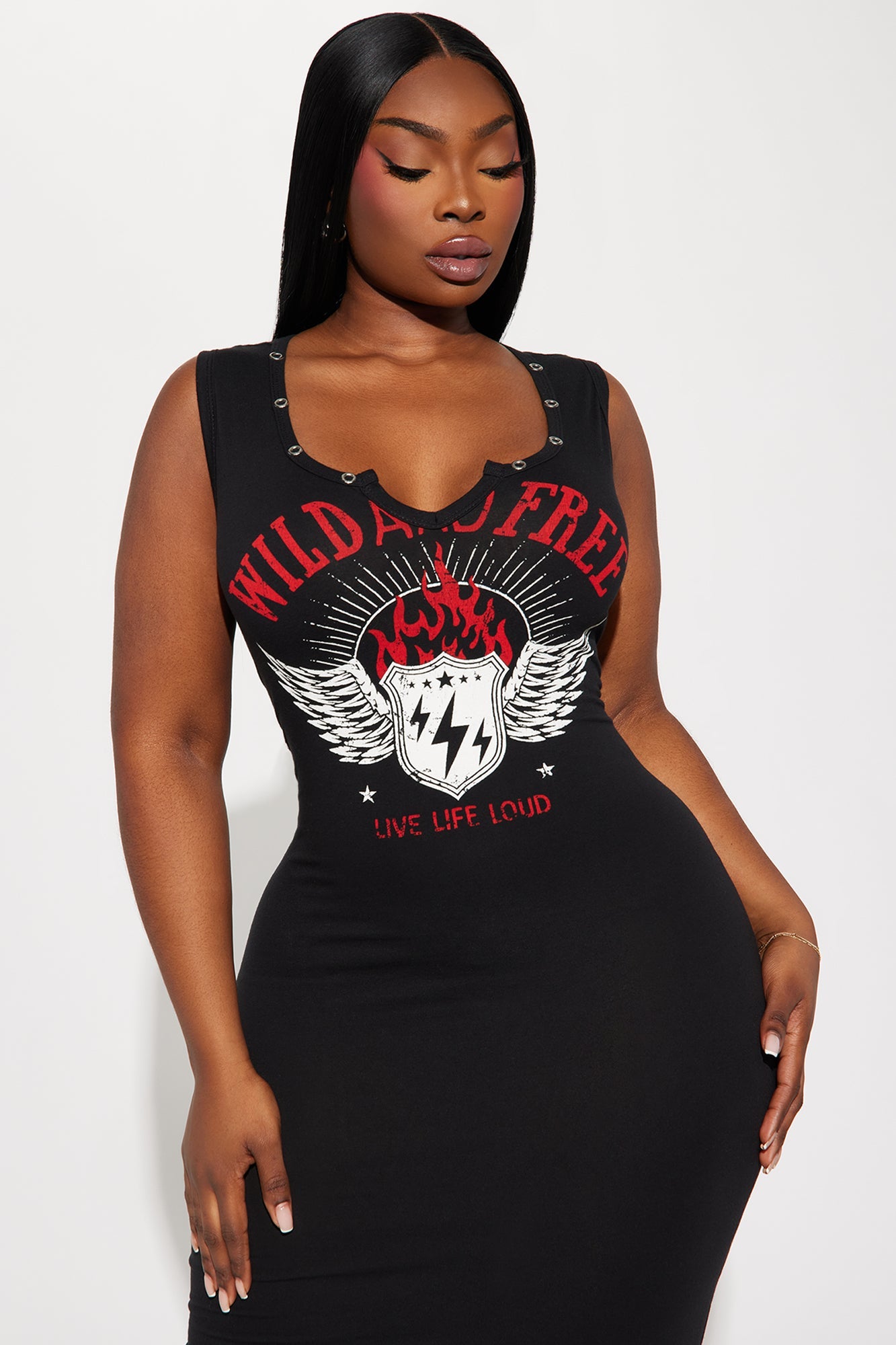 Wild And Free Maxi Dress - Black/Red