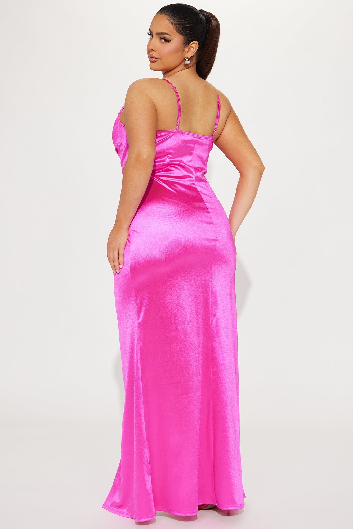 Radiance Satin Maxi Dress - Fuchsia