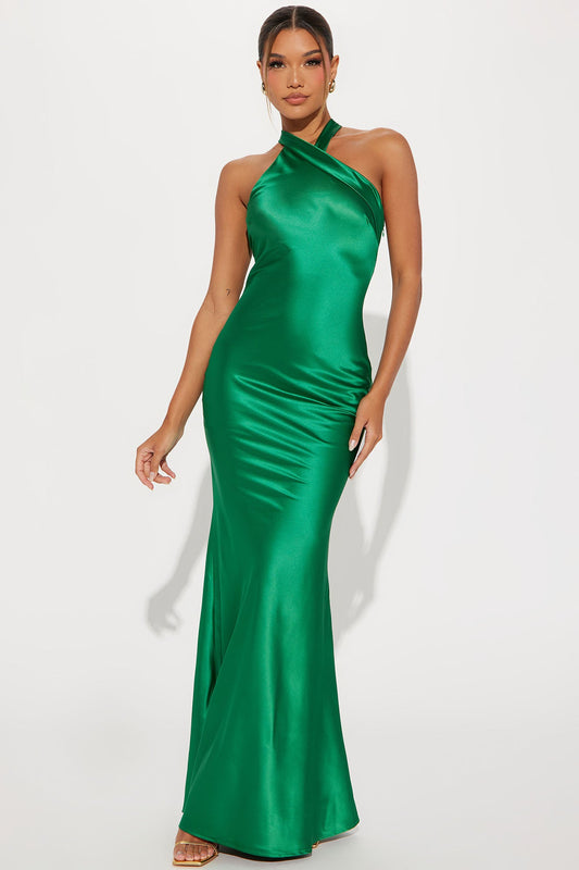 Naomi Satin Gown - Green