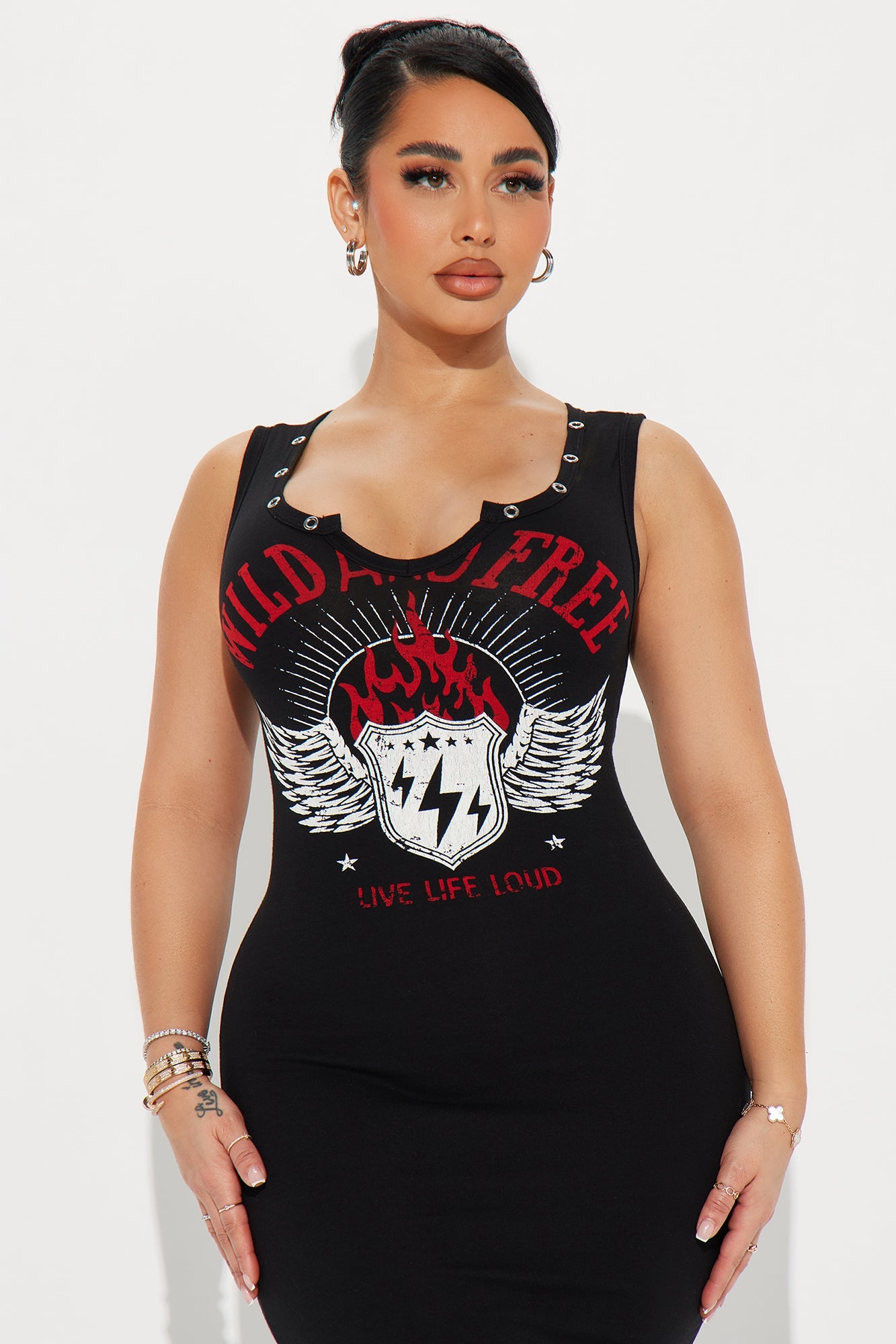 Wild And Free Maxi Dress - Black/Red