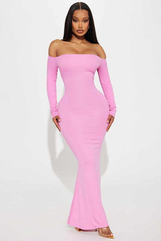 Becky Ribbed Maxi Dress - Pink