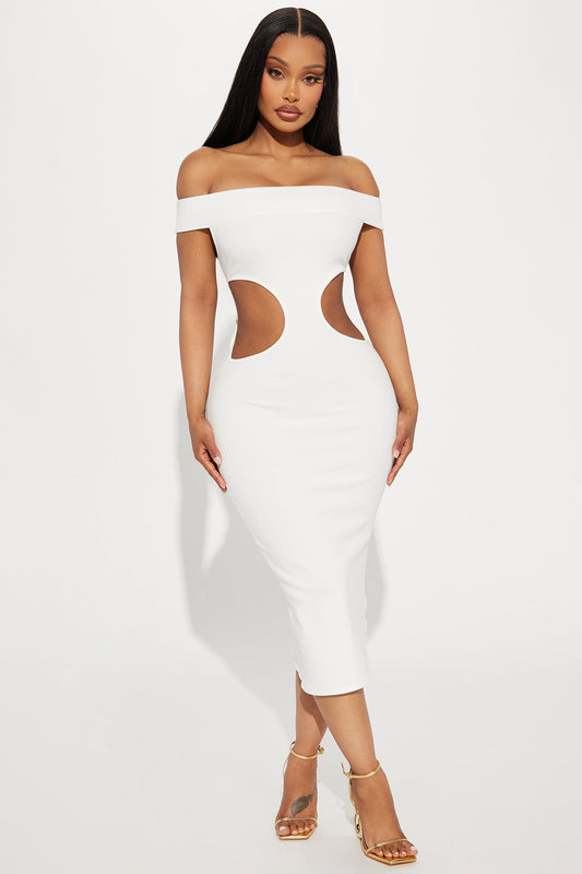 Mila Cutout Midi Dress - White