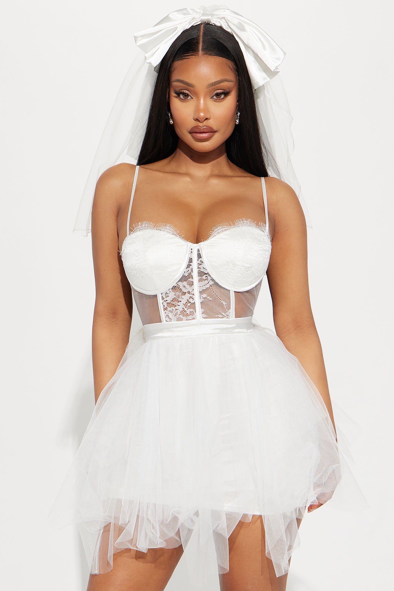 Catarina Tulle Mini Dress Set - White