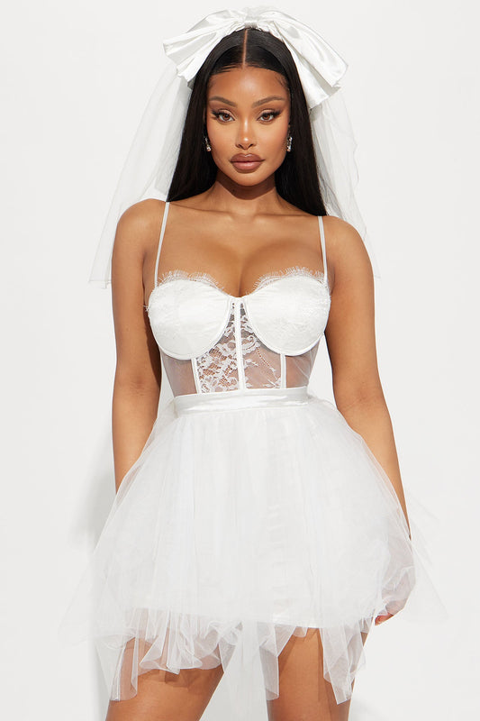 Catarina Tulle Mini Dress Set - White