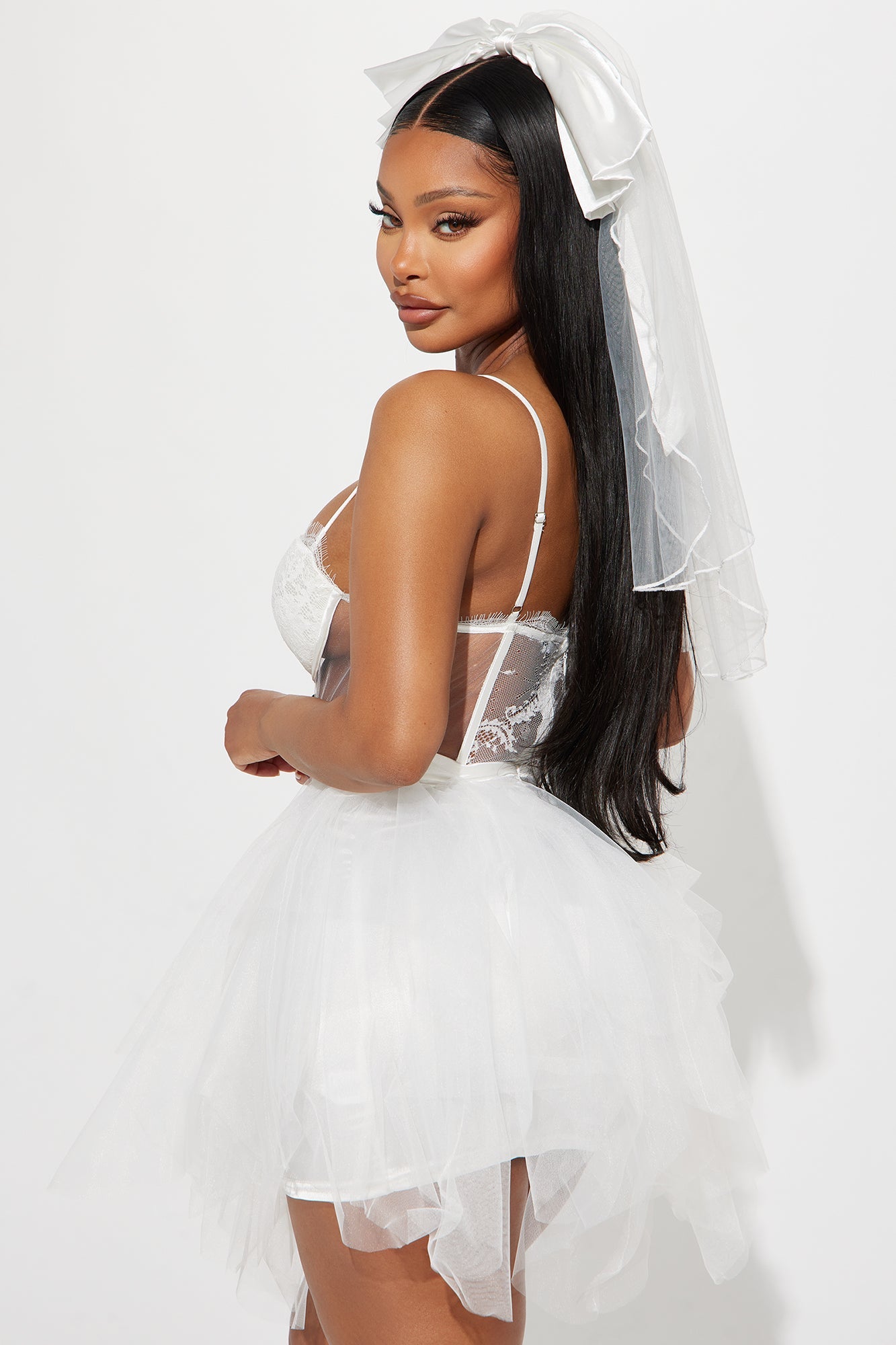 Catarina Tulle Mini Dress Set - White