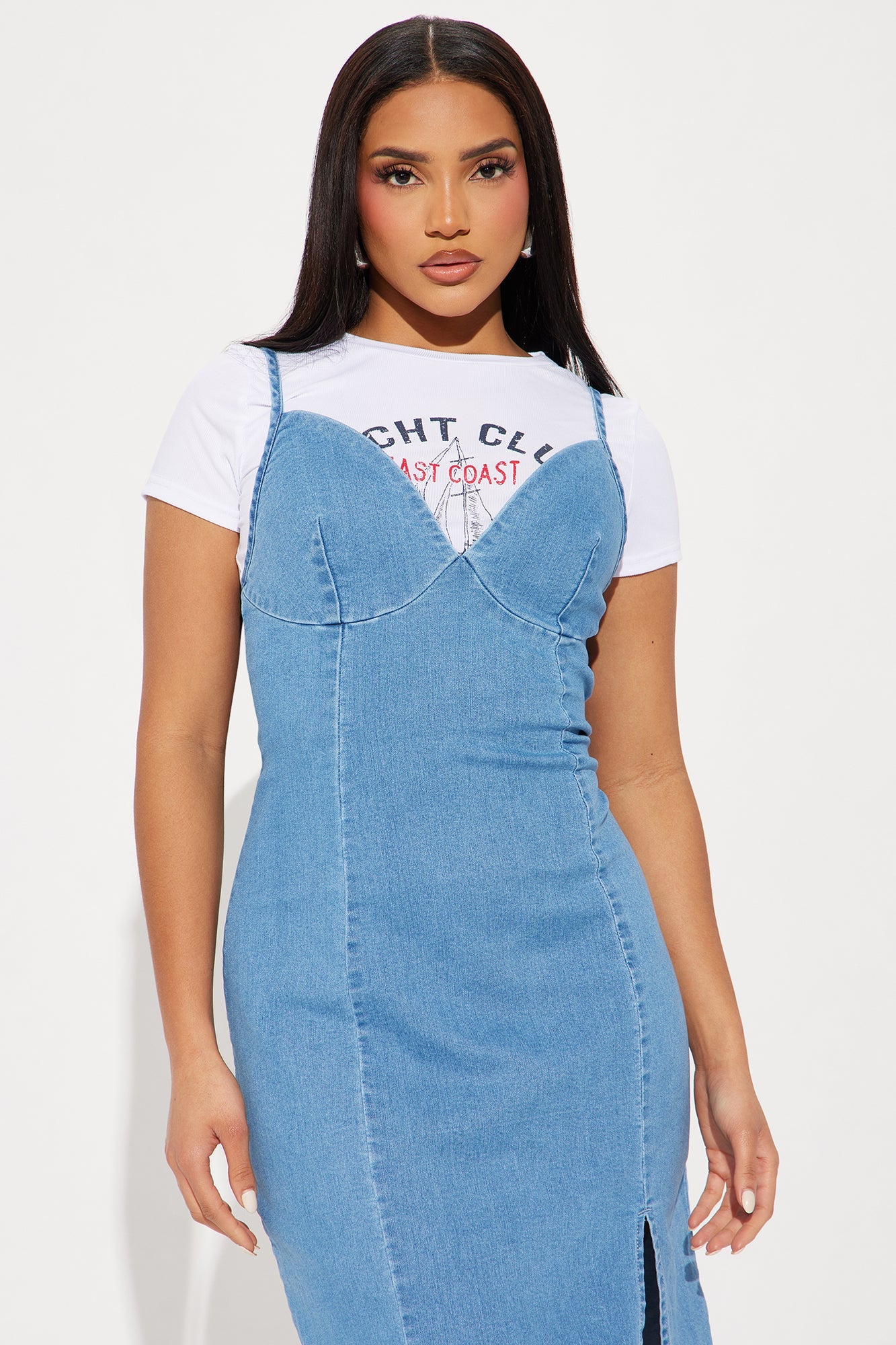 East Coast Midi Dress Set - Light Wash