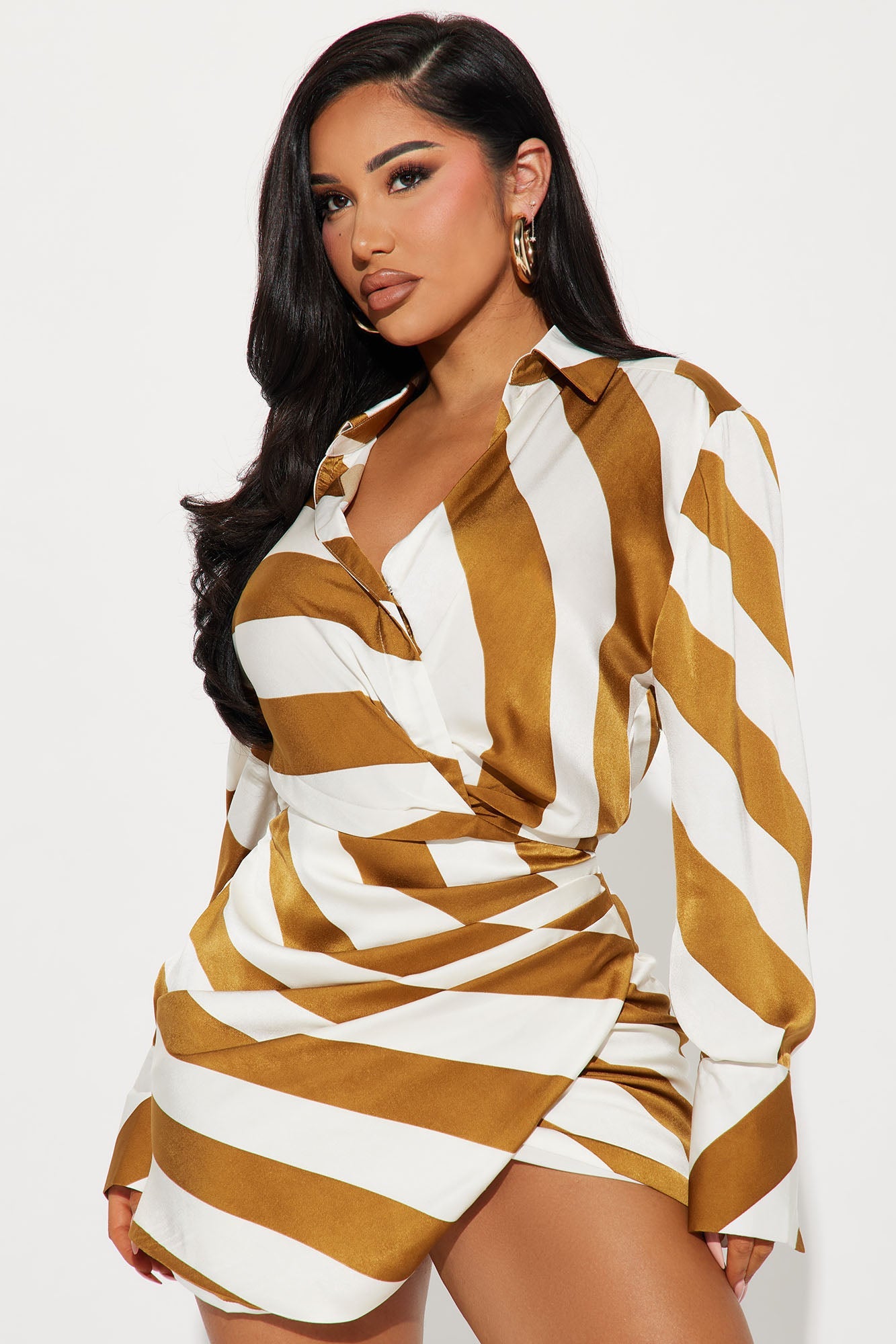 Chloe Satin Mini Dress - Taupe/combo