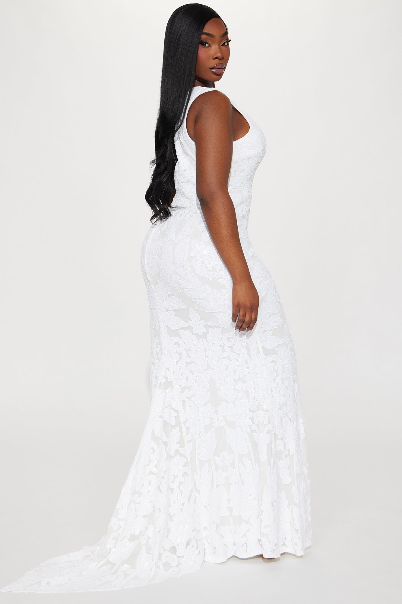Just Married Sequin Gown - White