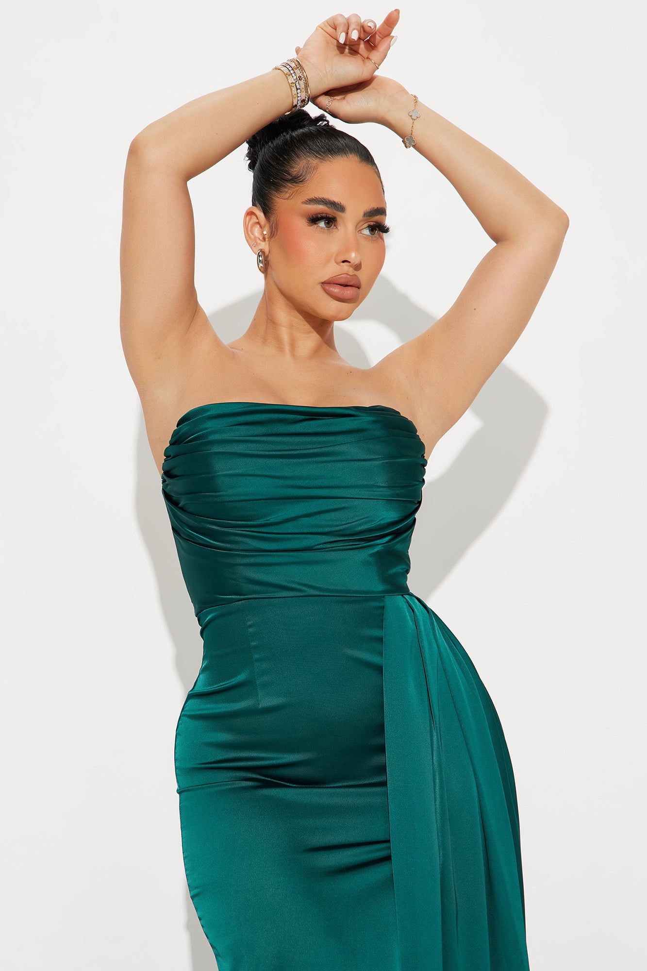 Clementine Satin Gown - Hunter