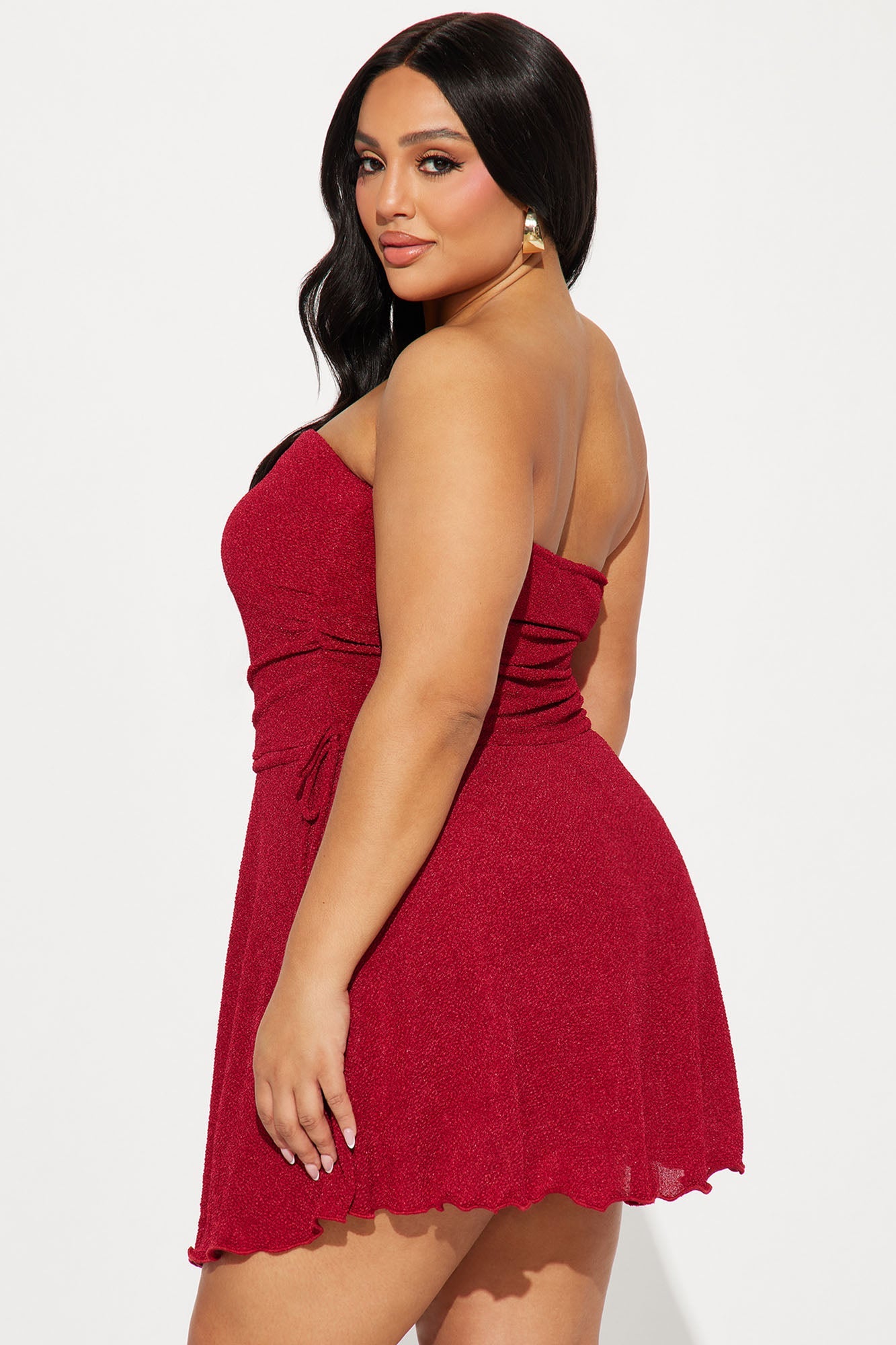 Bailey Metallic Mini Dress - Red