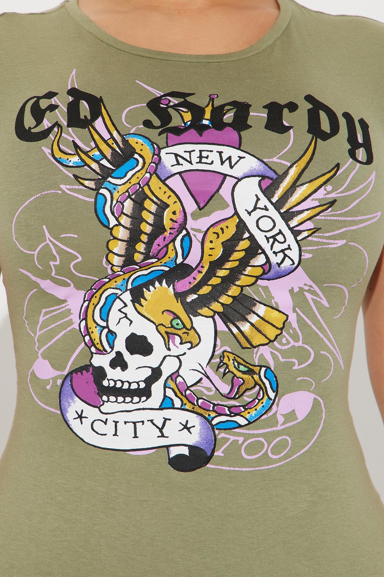 Ed Hardy NYC Skull Mini Dress - Sage