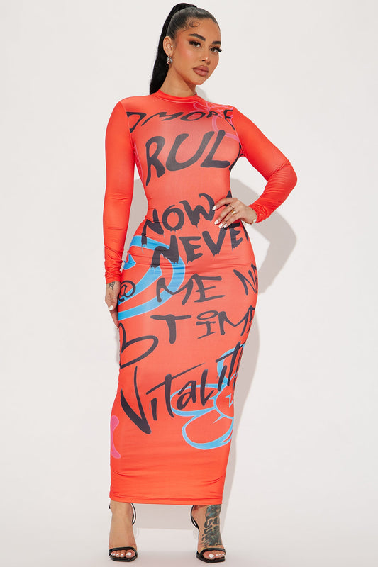 Now Or Never Maxi Dress - Red/combo