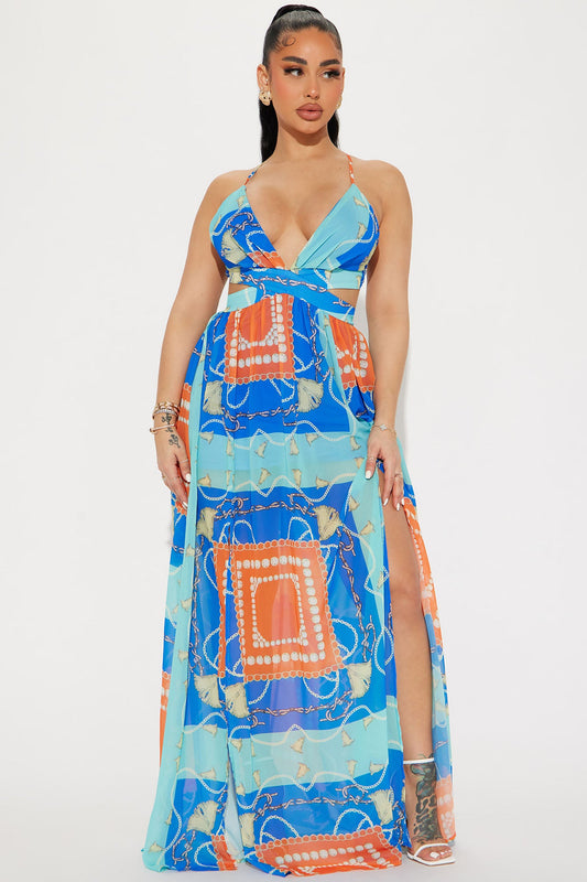 Maylee Chiffon Maxi Dress - Blue