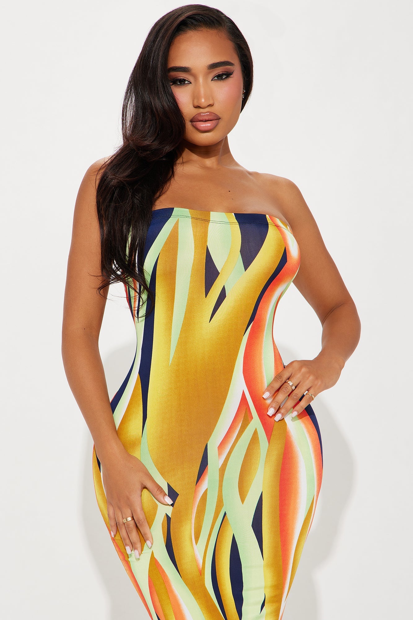 Miami Girl Printed Maxi Dress - Yellow/combo