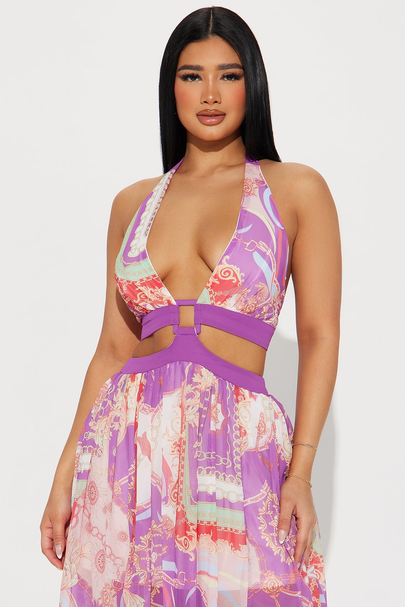 Dreaming Chiffon Maxi Dress - Magenta/combo