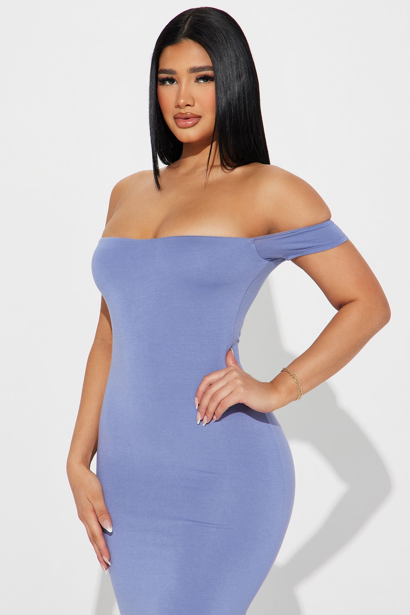Mina Smooth Double Lined Maxi Dress - Dusty Blue