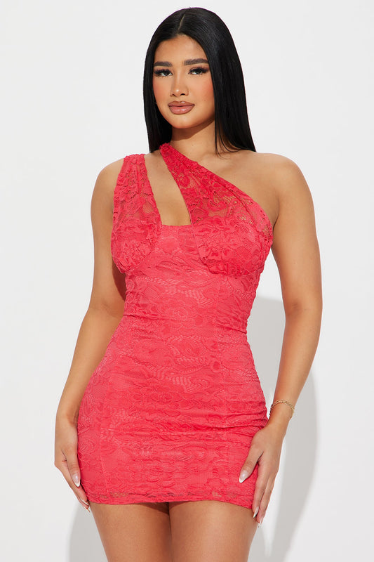 Lolita Lace Micro Mini Dress - Coral