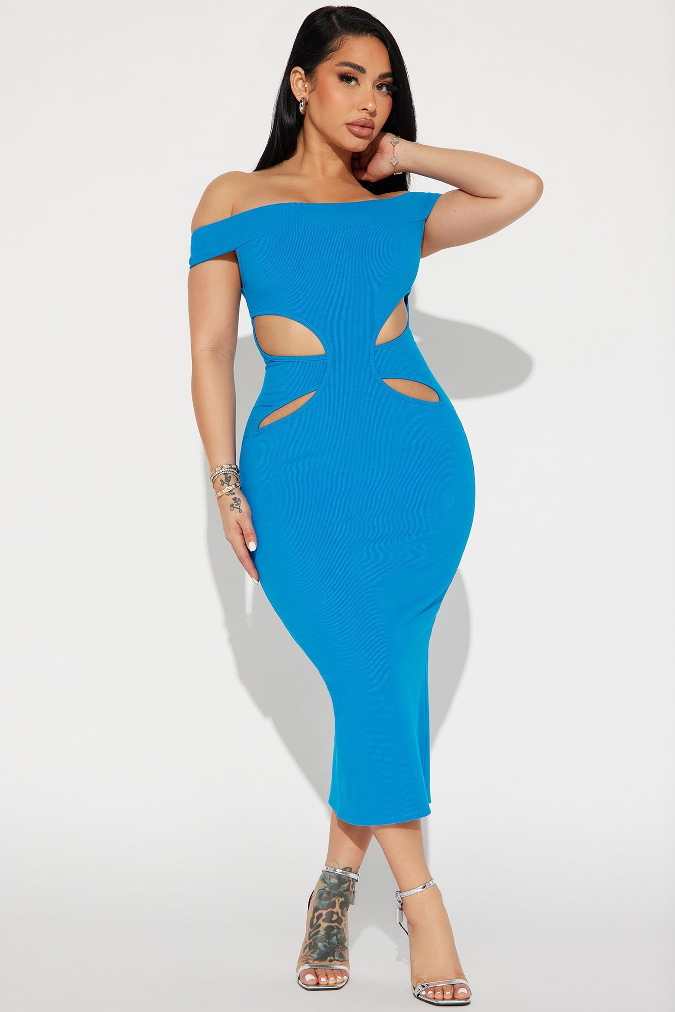 Mila Cutout Midi Dress - Blue