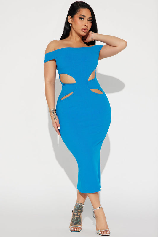 Mila Cutout Midi Dress - Blue