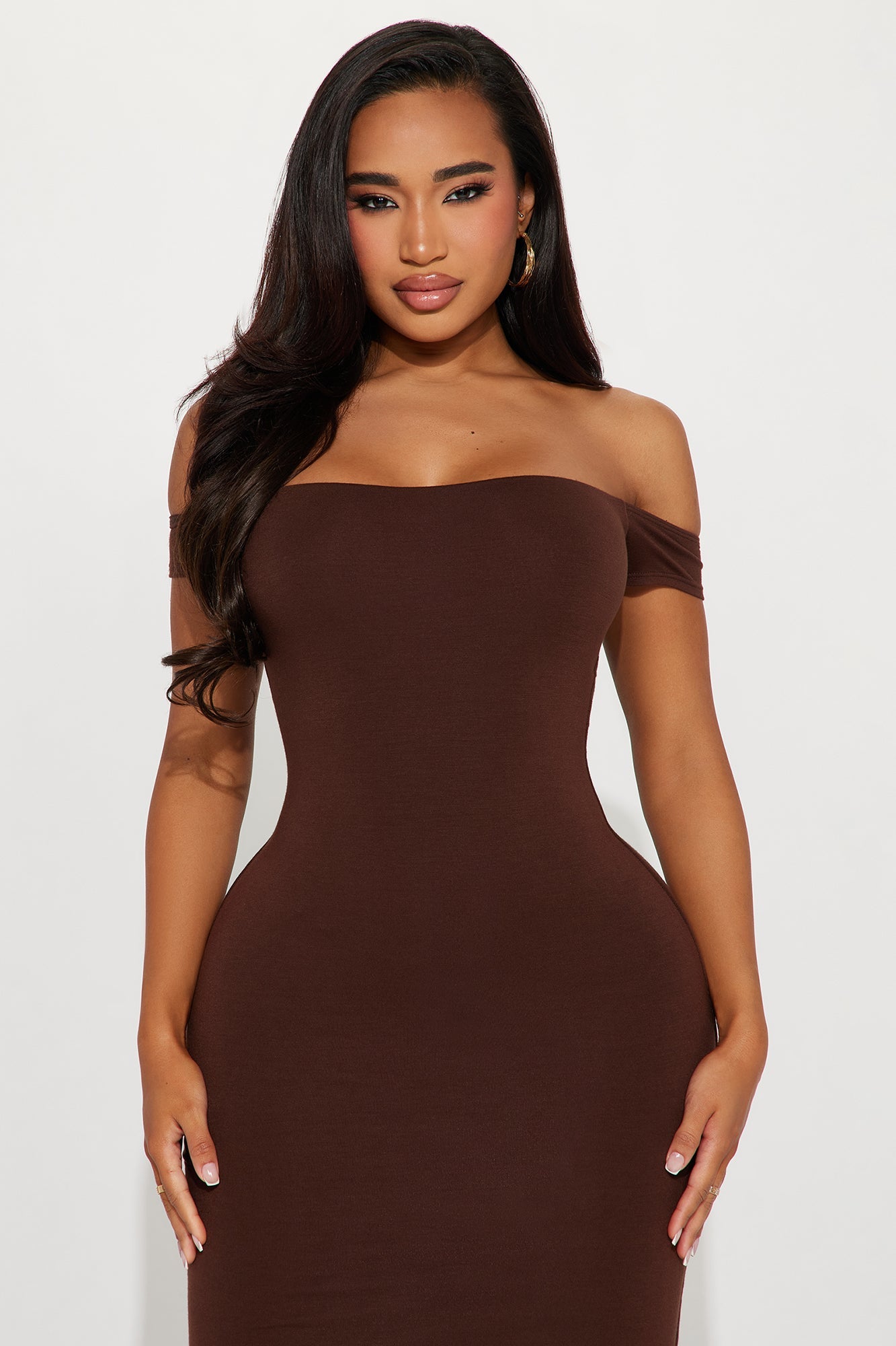 Mina Smooth Double Lined Maxi Dress - Chocolate