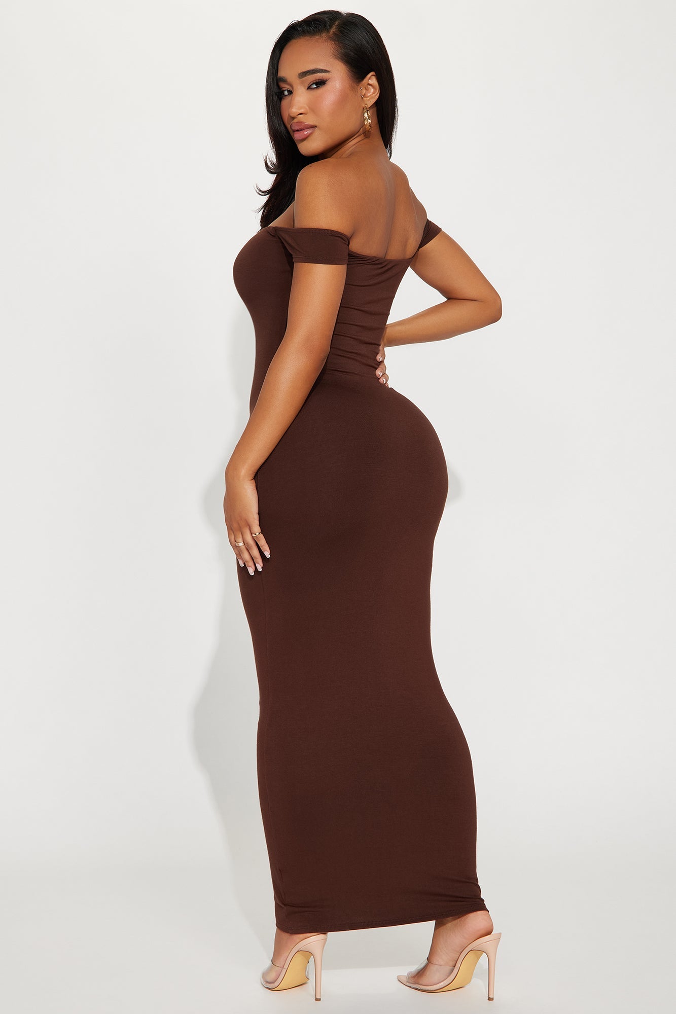 Mina Smooth Double Lined Maxi Dress - Chocolate